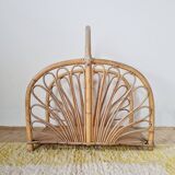 Magazine rack, vintage rattan storage