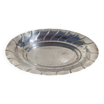 Oval salad bowl in silver metal