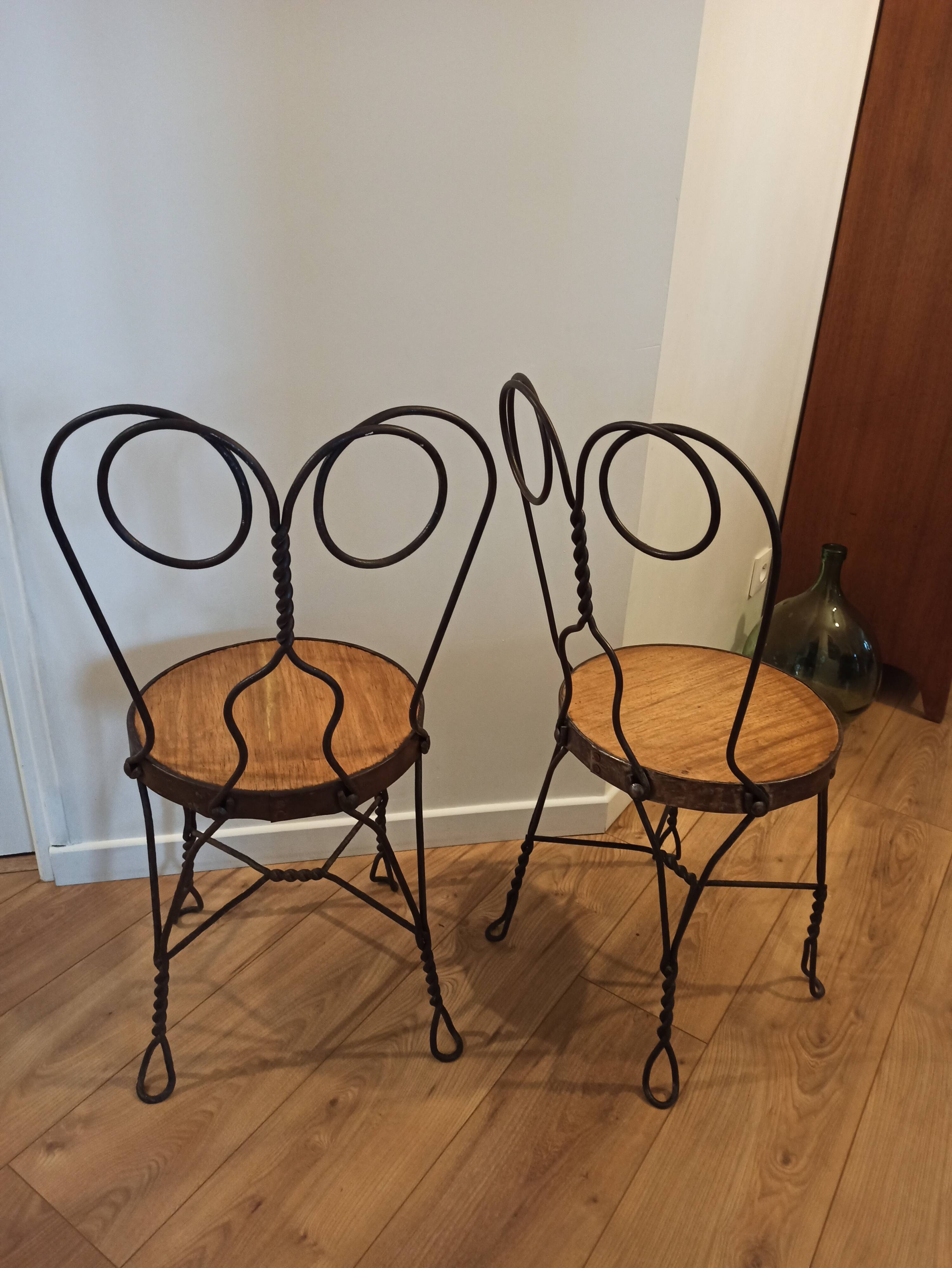 Pair of vintage chairs in wood and metal