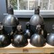 Industrial vintage factory pendant lamp, enamelled metal, 60s