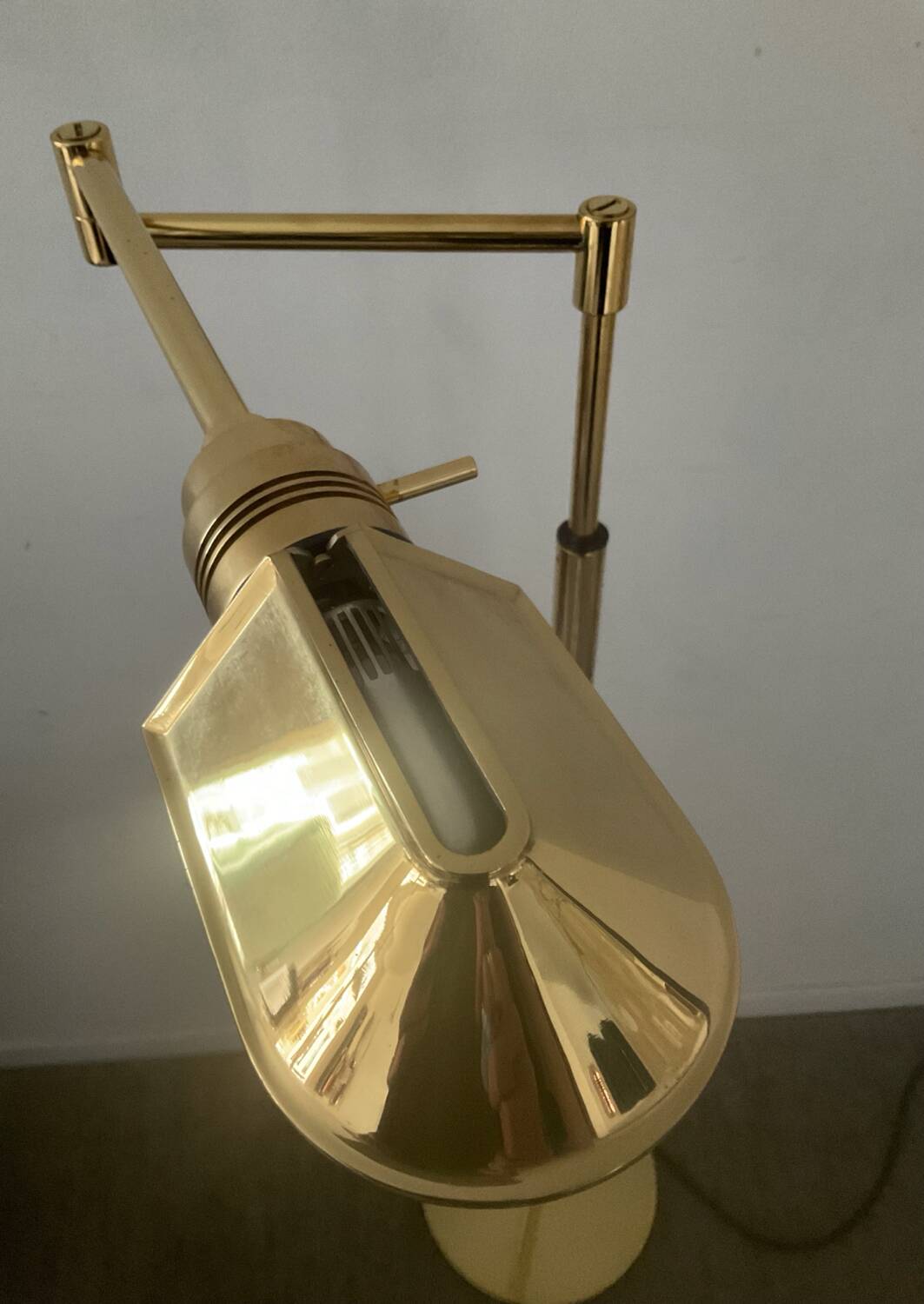 Brass reading floor lamp from the 1970s