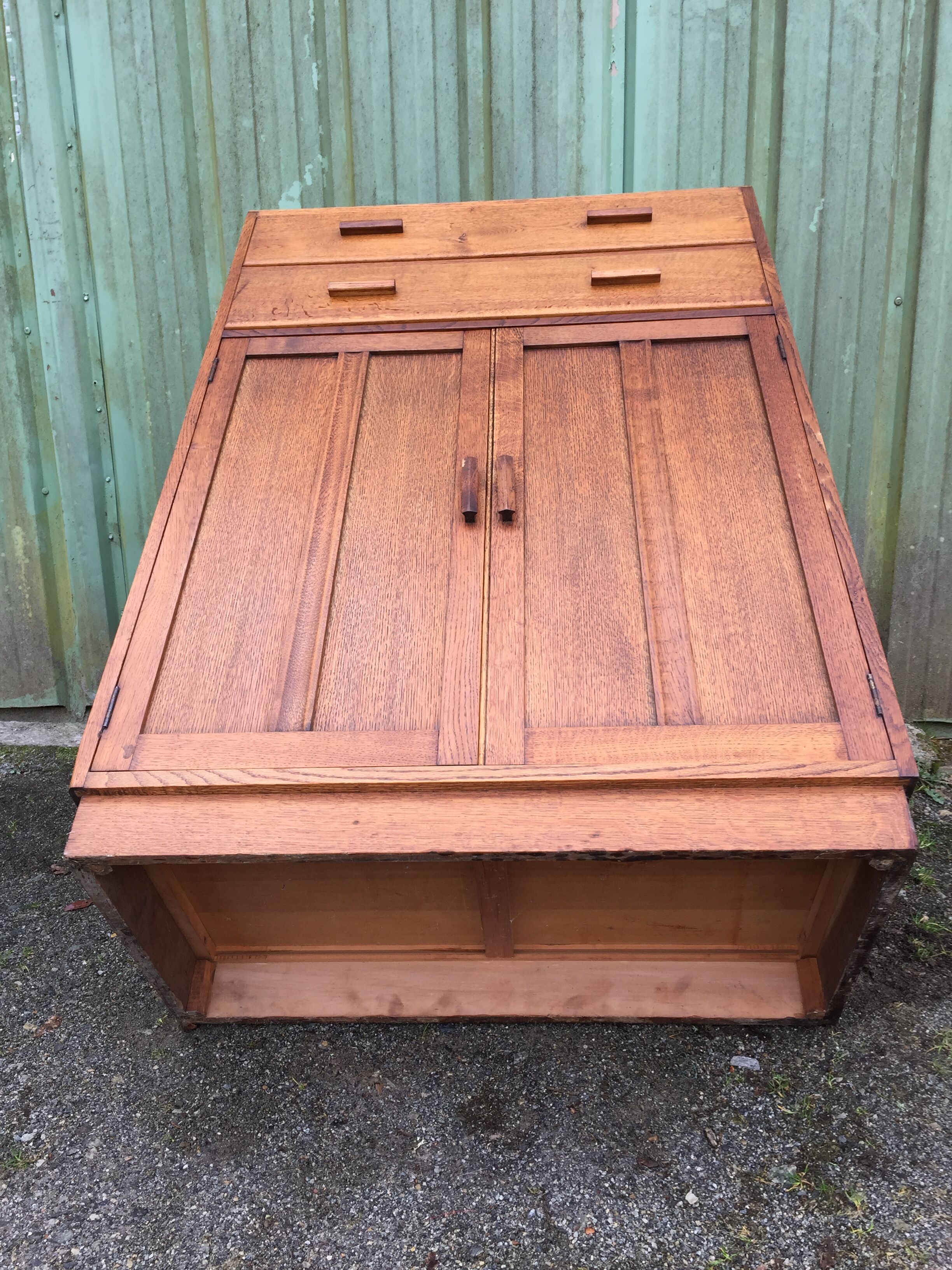 Vintage wardrobe said tall boy oak with 2 drawers and 2 doors