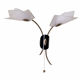 Mid-century pair of wall lights with 2 bulbs — opaline, brass & black lacquer