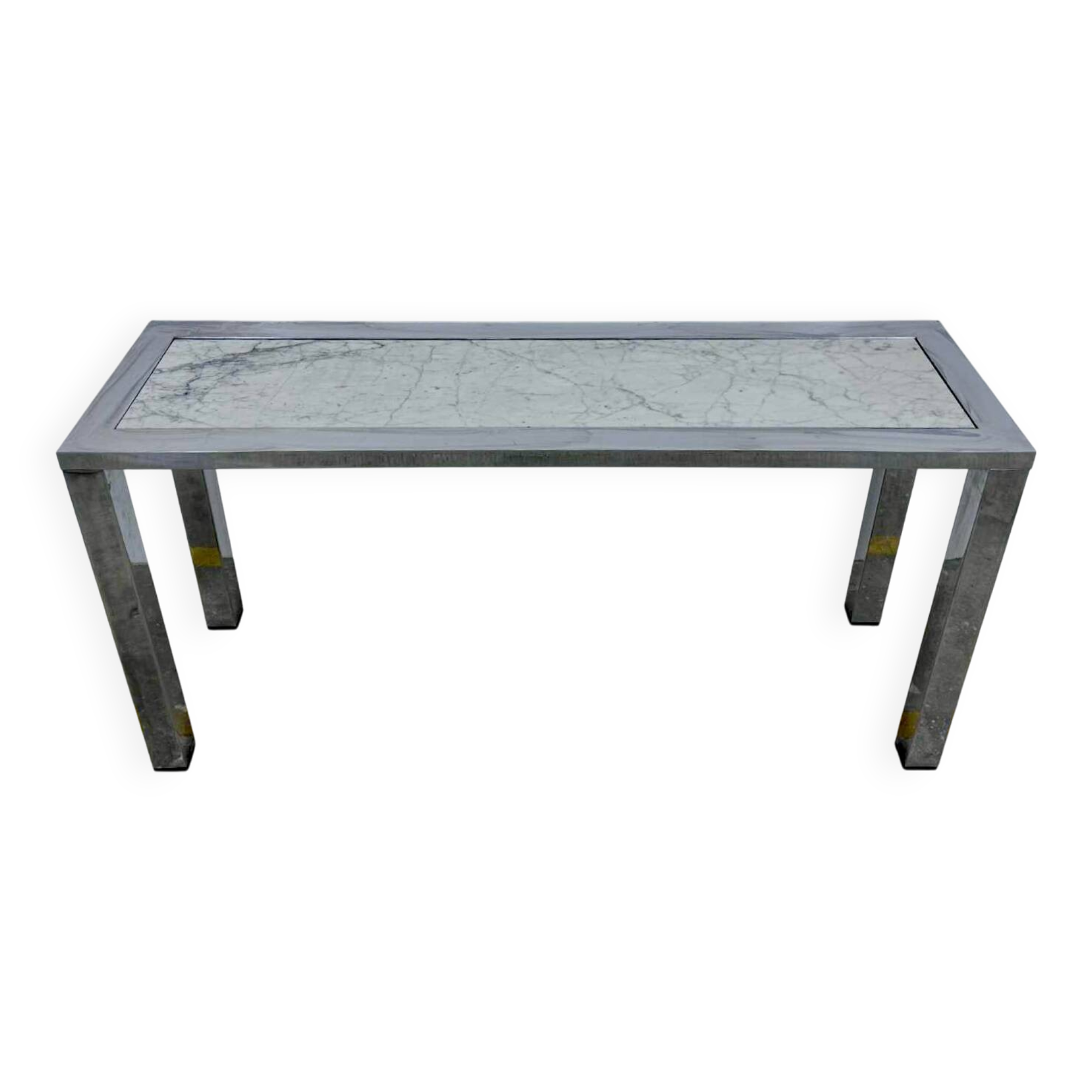 Seventies console structure chrome white marble top