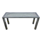 Seventies console structure chrome white marble top