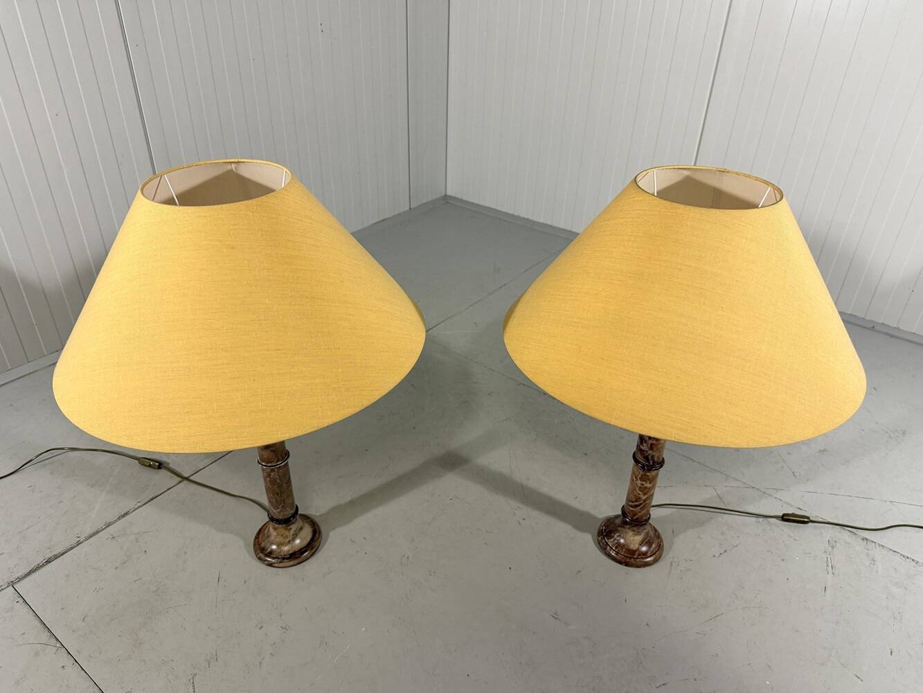 Set of 2 large marble table lamps 1970's