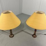Set of 2 large marble table lamps 1970's
