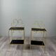 Pair of vintage side tables in gilt metal, with glazed ceramic tops