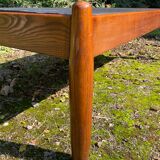 Solid oak and slate coffee table from the 50s-60s