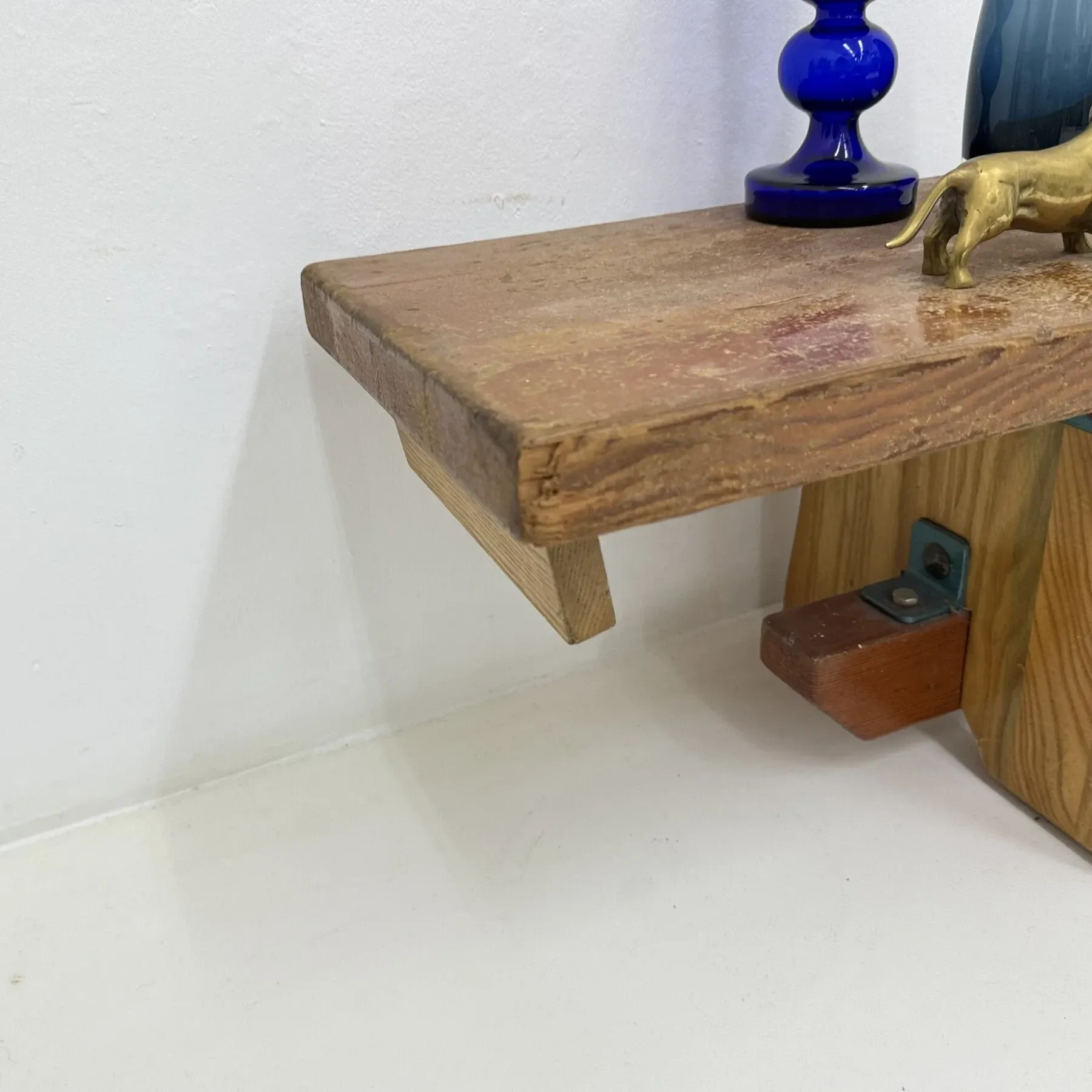 Vintage solid wooden school bench, 1970s