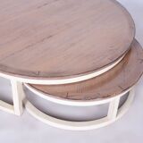 Original midcentury coffee nest tables, cherry wood, france, 1960s
