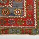 5x11 Kilim Red & Blue Geometric Vintage Rug, 168x342Cm