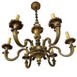 Lustre en bronze massif 6 branches style classique