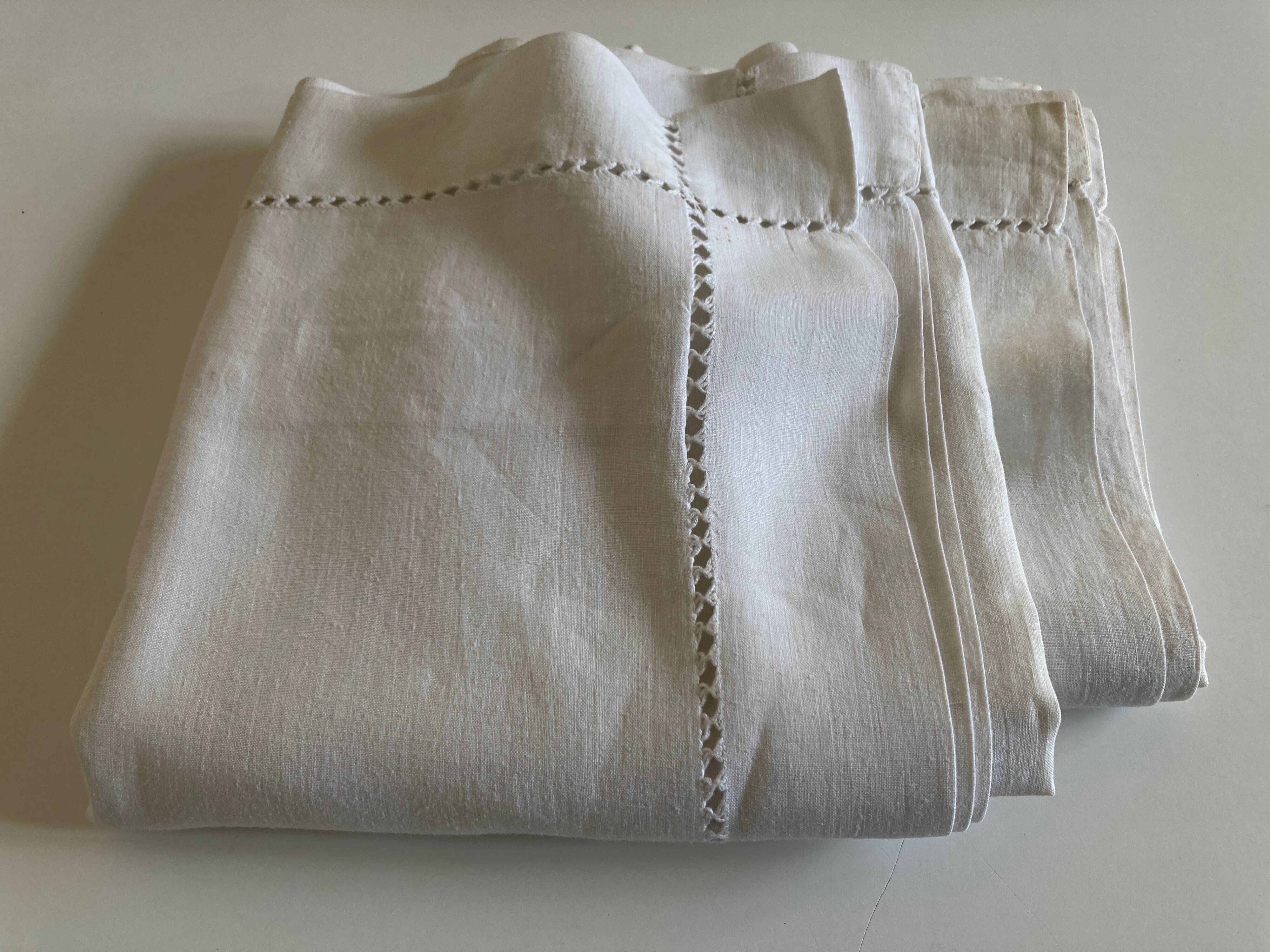 Pair of reserve linen thread pillowcases embroidered with river days without monogram