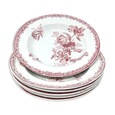 Lot d'assiette creuse céramique fleuri rouge