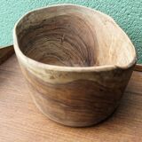 Free-form salad bowl in olive wood