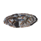 Stainless steel oval dish with compartments