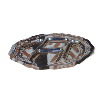 Stainless steel oval dish with compartments