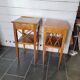 Pair of bedside tables with cherry wood lattices