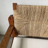 Pair of oak and straw armchairs, reconstruction style