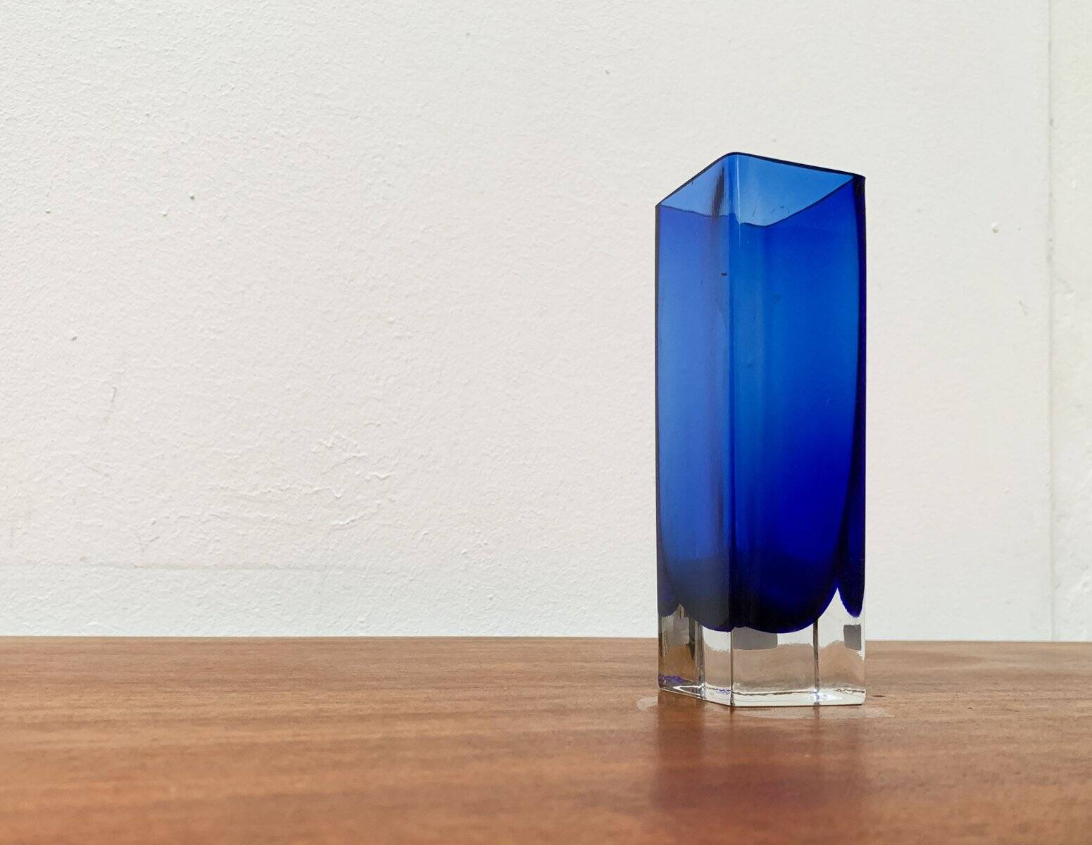 Swedish glass block vase from the mid-century by Aseda Sweden, 1960s.
