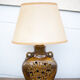 vintage enamelled terracotta lamp, table lamp, lampshade lamp, pottery, home decor, lamp