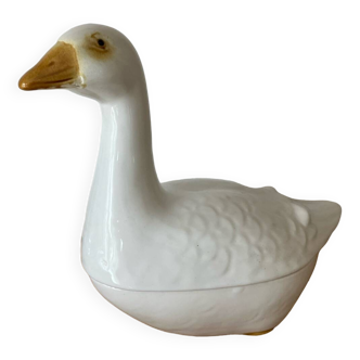 Vintage-beautiful earthenware terrine-white goose