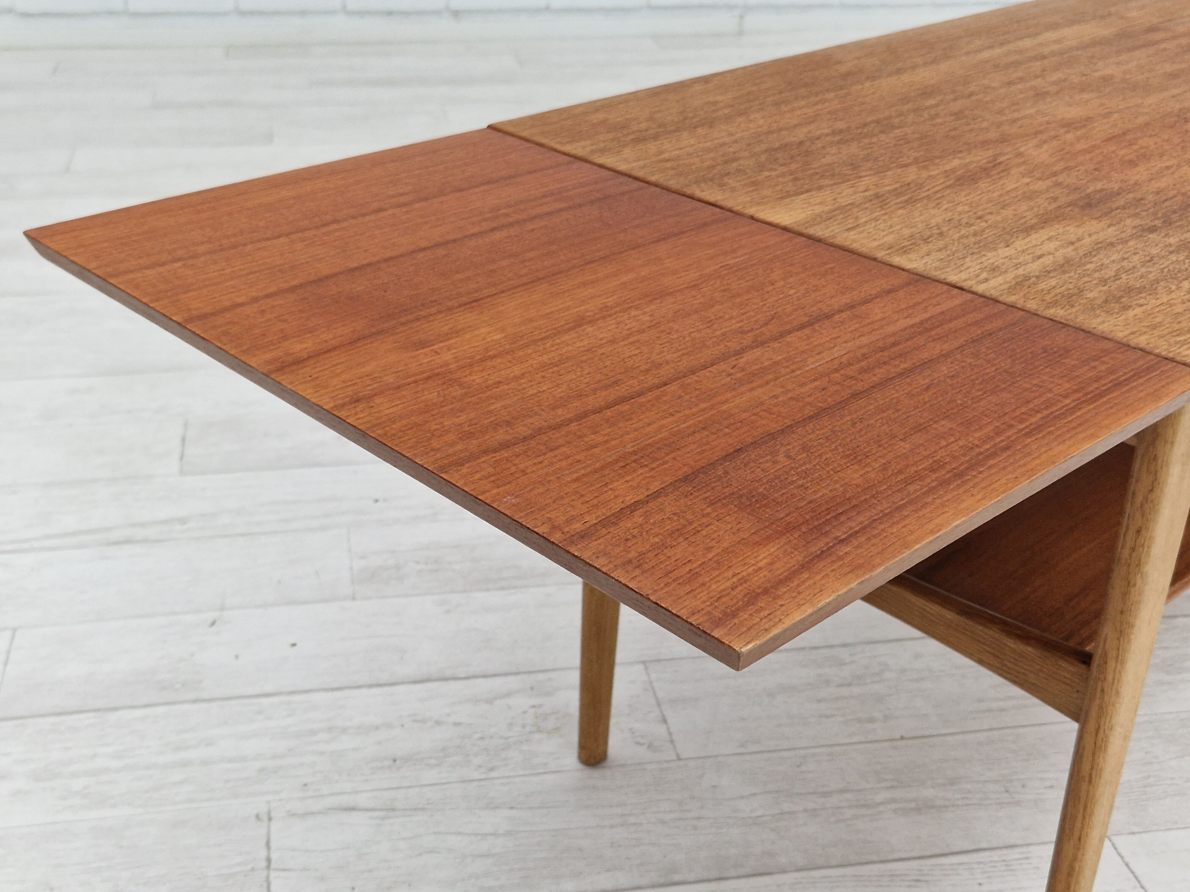 1970s, Danish design, folding sofa table, teak and oak wood