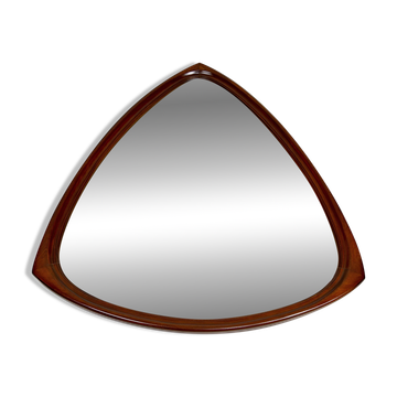 Important Miroir Triangulaire en Teck, Design Scandinave, Circa 1950