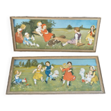 Lot of 2 old children's illustrations