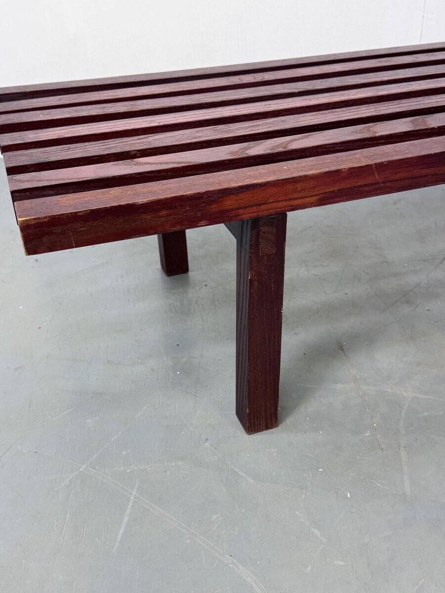Mid-century modernist wooden wenge slat bench coffee table by Gijs Bakker for Castelijn, 1970s