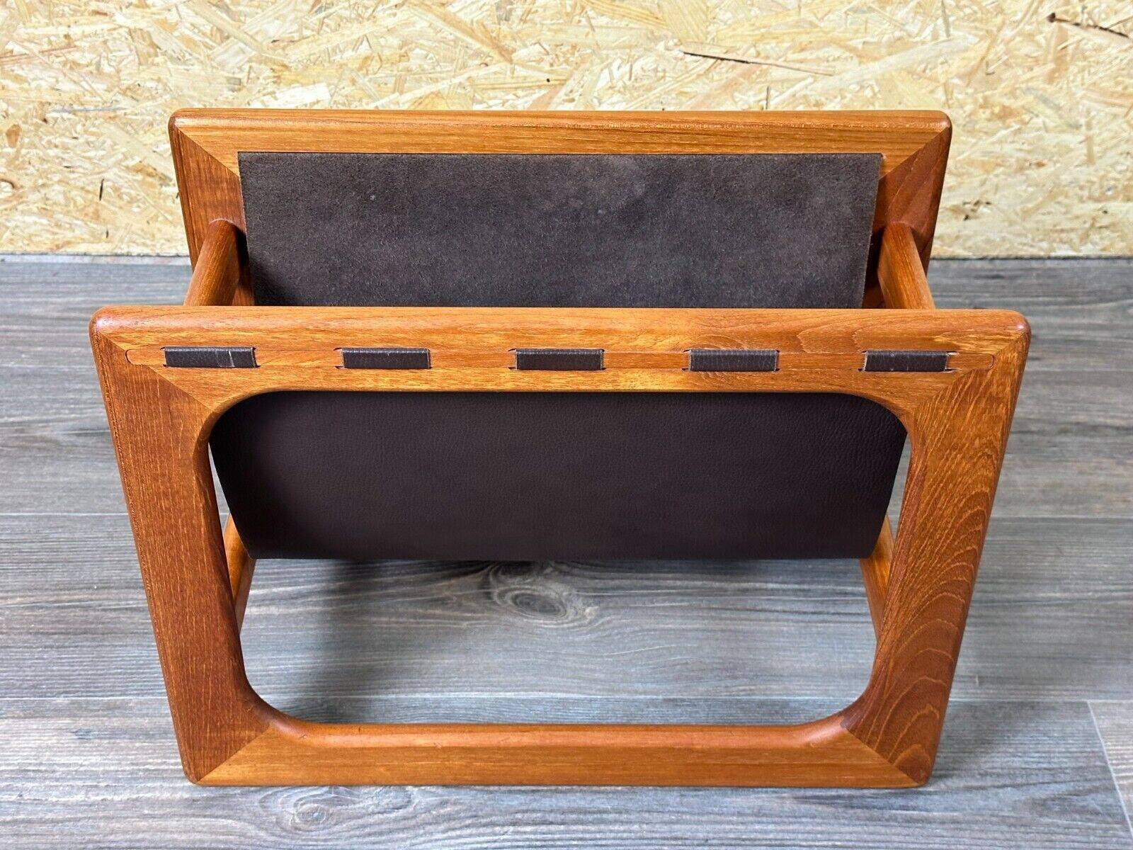 60s 70s newspaper holder Aksel Kjersgaard made of teak & leather