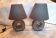 2 lampes chevet en céramique grise