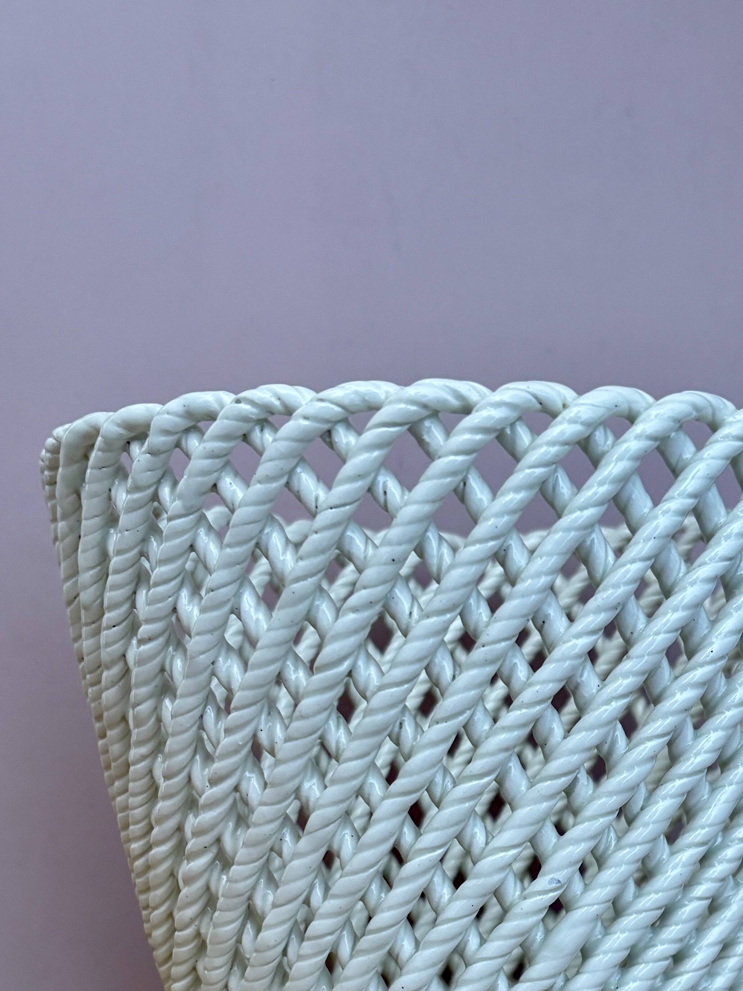 Vintage woven ceramic plant pot