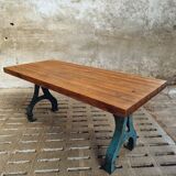 Industrial dining table oak on cast iron legs