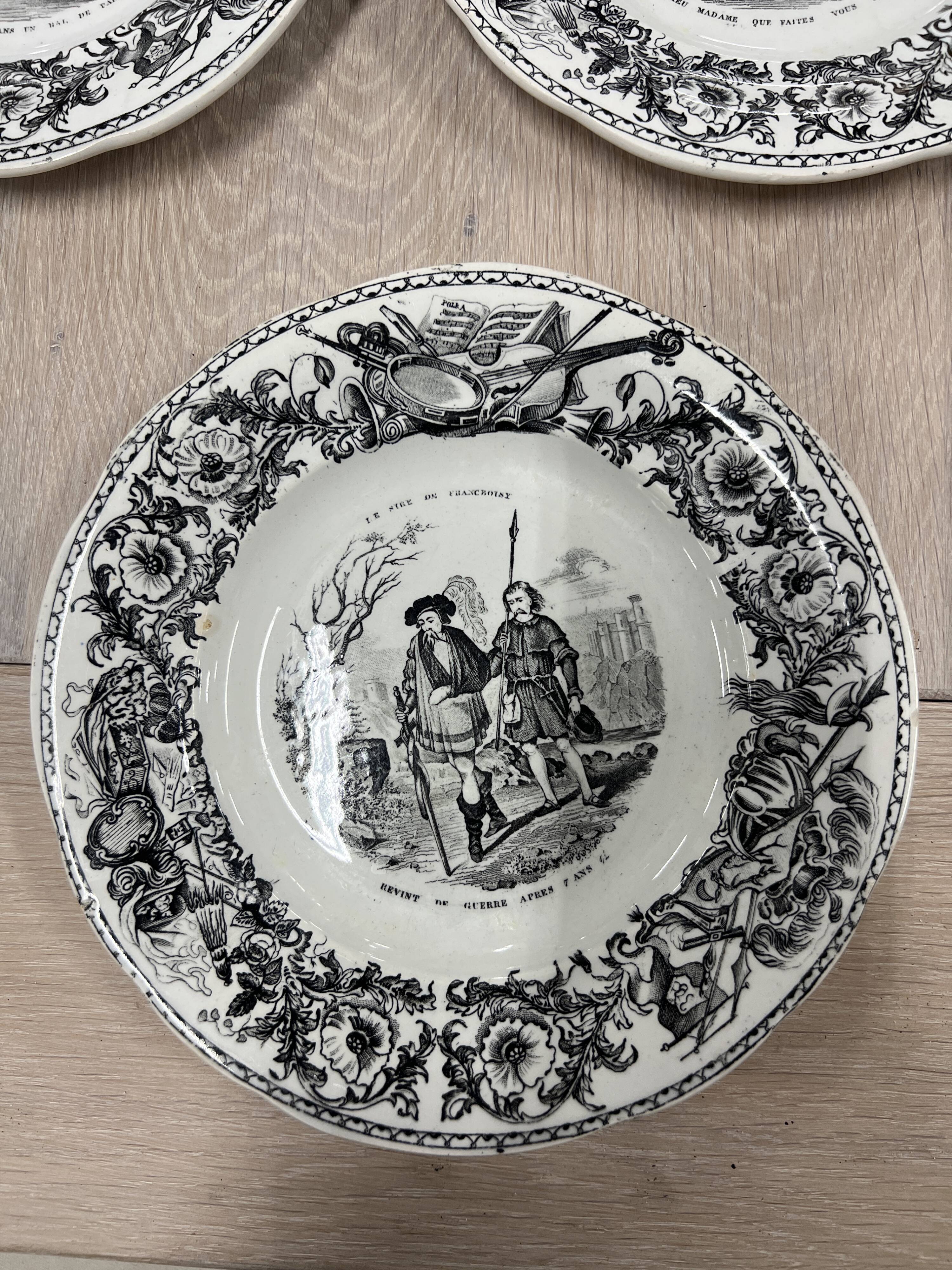 Set of 11 plates Creil Montereau LM & Cie