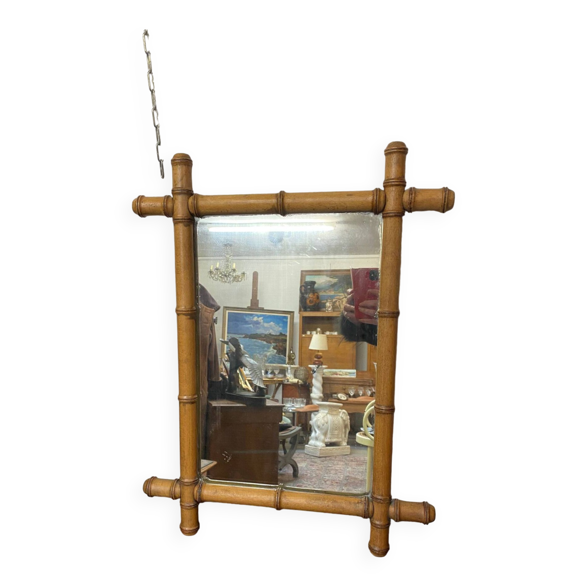 Old bamboo mirror early 20th century to hang