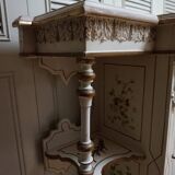 Italian hand-painted Console Table with Mirror and floral painting