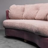 Velvet sofa and bouclé 70s vintage modern