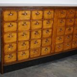 Dutch industrial apothecary cabinet in beech and oak 1940s