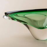 Green Murano Glass Bowl, Hand-Blown Italian 1970s Vide Poche with Organic Shape