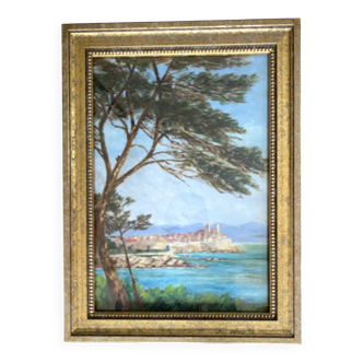 Mediterranean view oil under glass