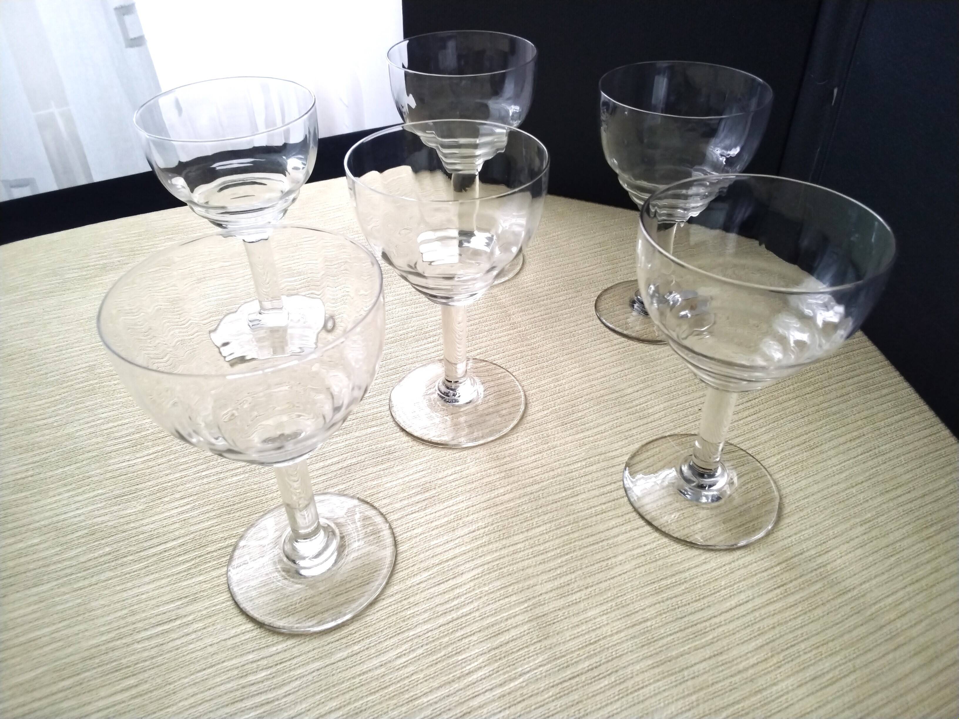 6 old wine glasses