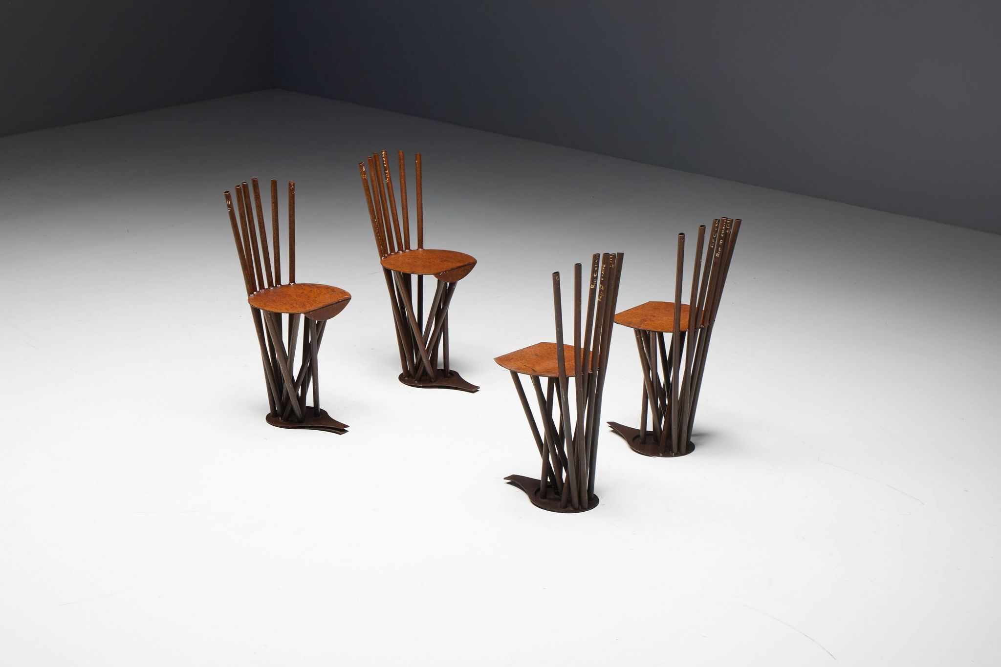 Industrial Wabi Sabi Primitive Chairs, France, 1950s
