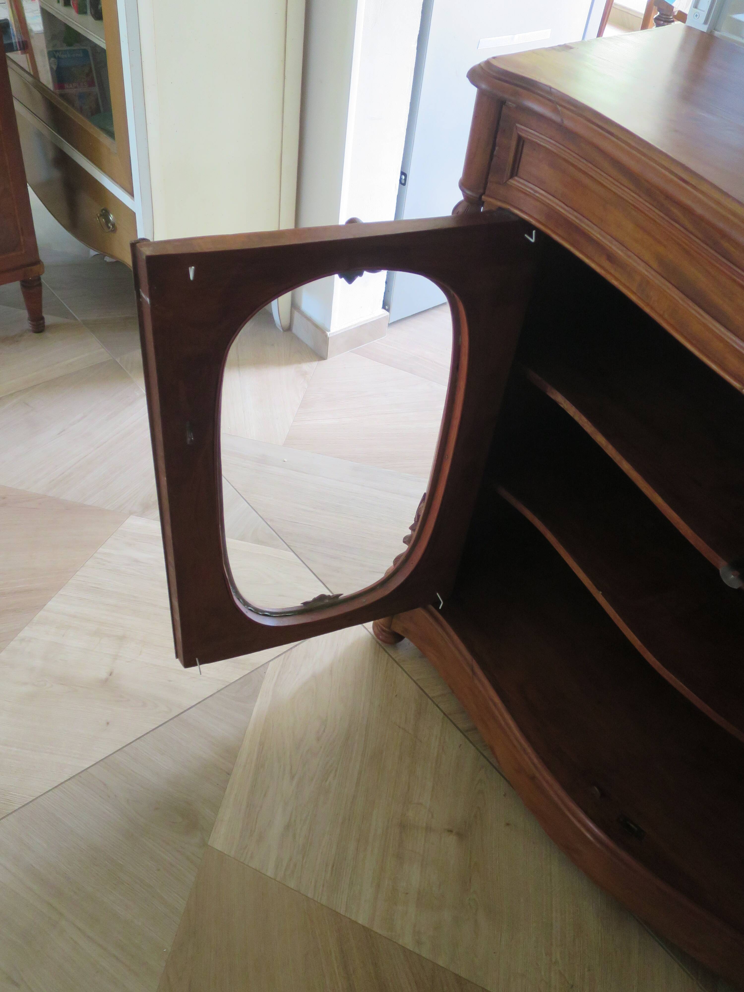Curved showcase library carved wood 2 doors mahogany English style