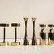 A set of six brass candle holder in mid-century modern design - Denmark 1970s.