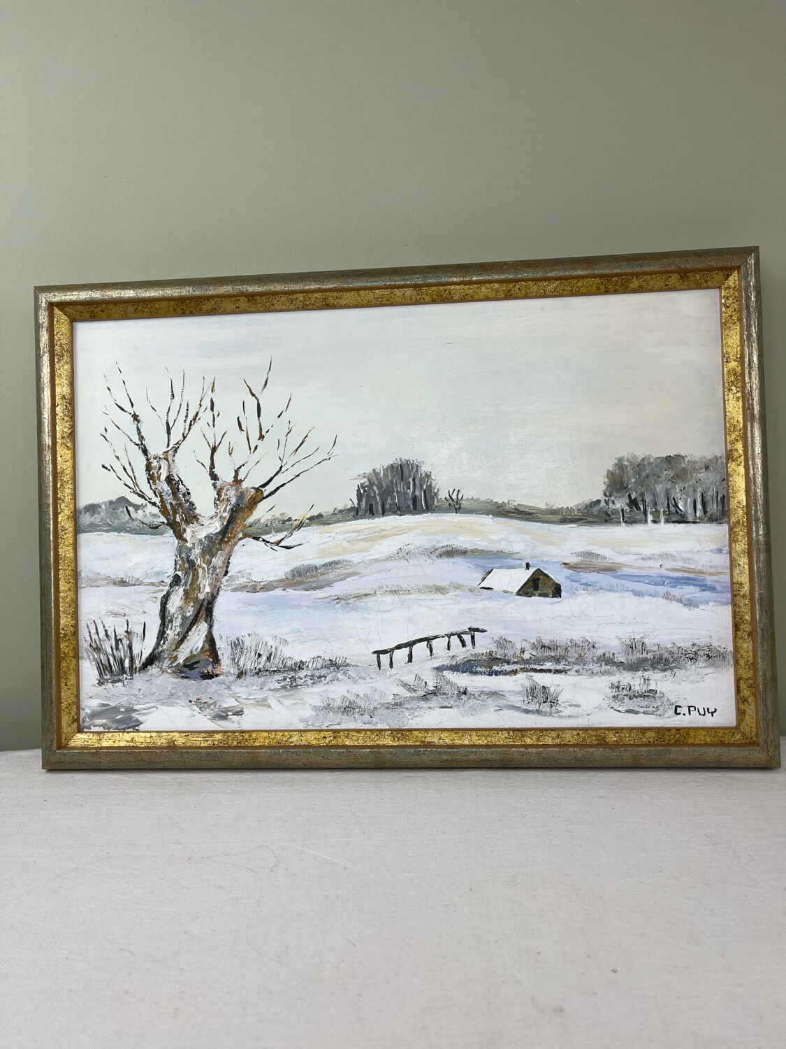 Oil on canvas "Snowy Landscape"