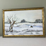 Oil on canvas "Snowy Landscape"