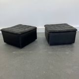 Large Swiss Poufs in Patinated Grey Leather from de Sede, 1970s, Set of 2