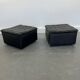 Grands poufs suisses en cuir gris patiné de De Sede, années 1970, lot de 2